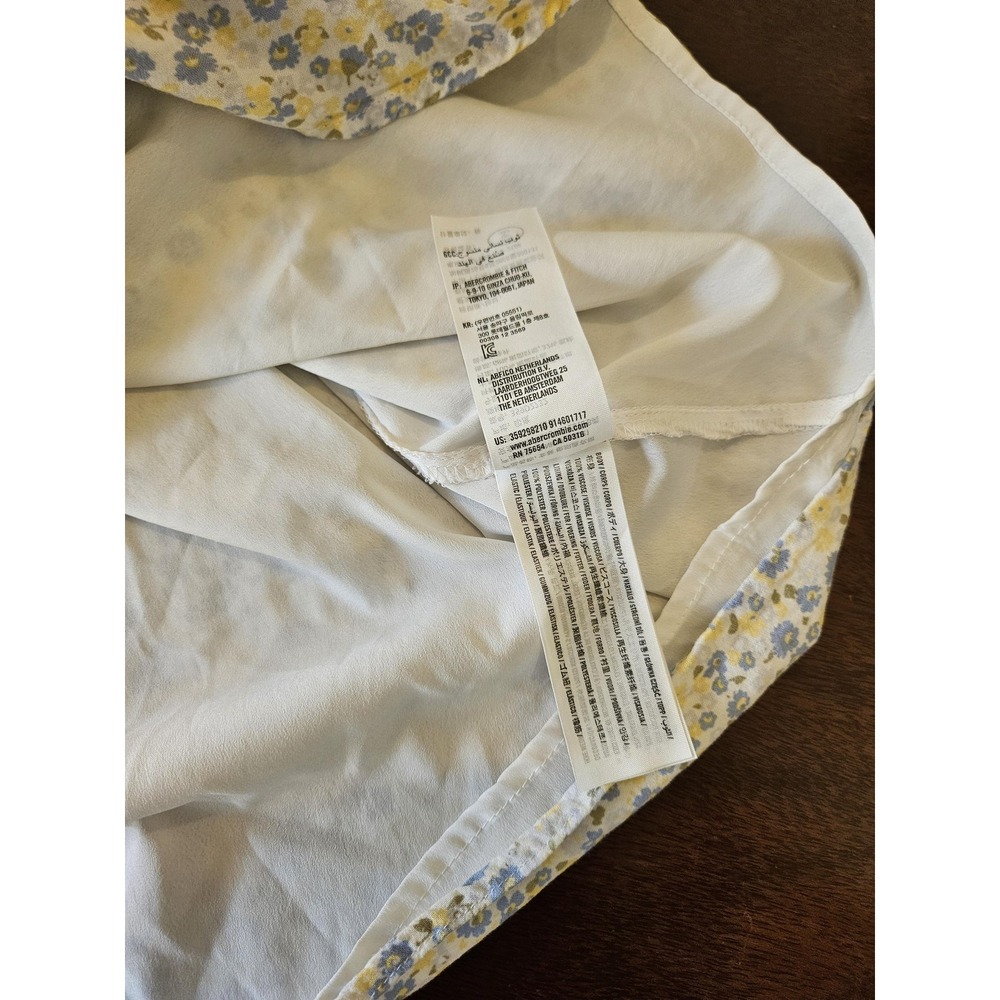 Hollister Dress Womens Large Light Blue Yellow Ditsy Floral Milkmaid Lined Mini - Picture 11 of 15